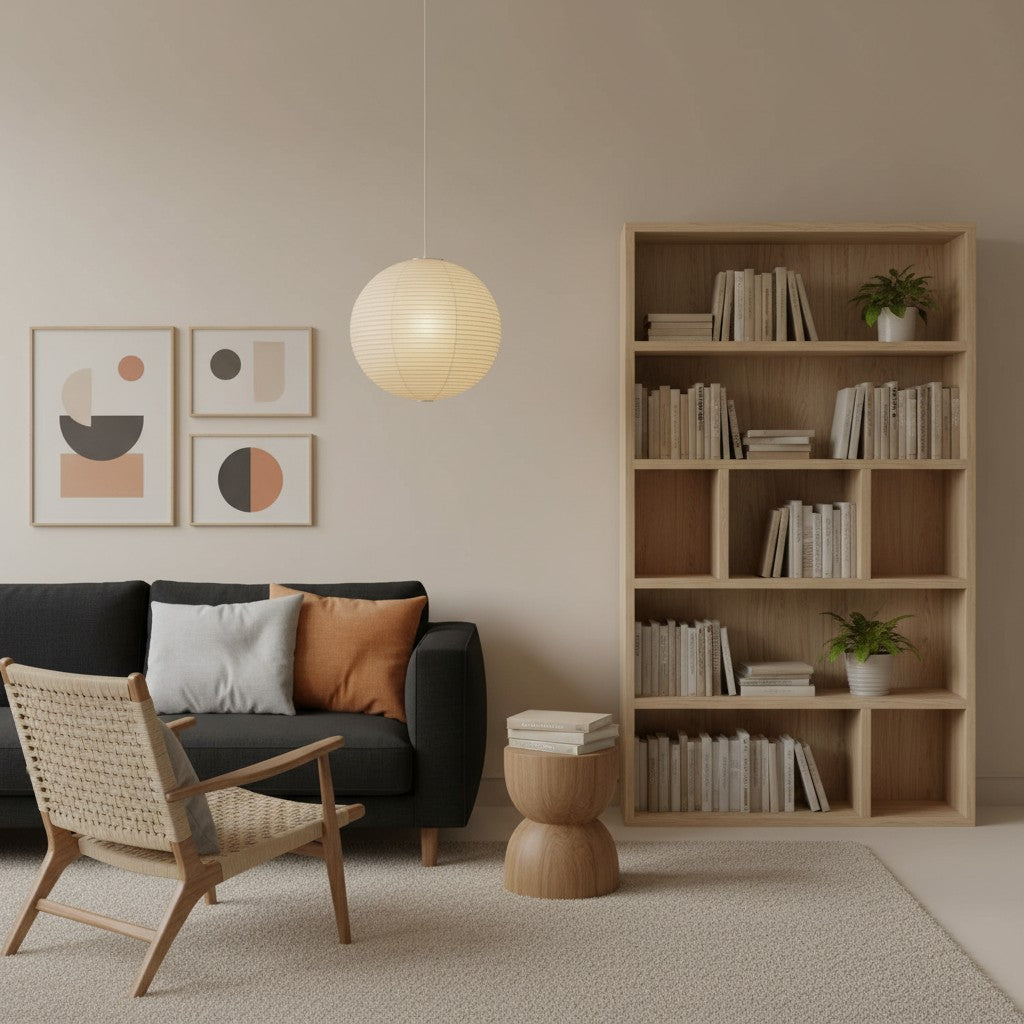 Sorell Minimalist Ribbed Paper Globe Pendant Light