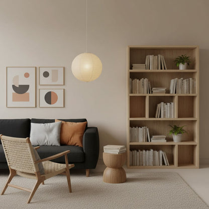 Sorell Minimalist Ribbed Paper Globe Pendant Light