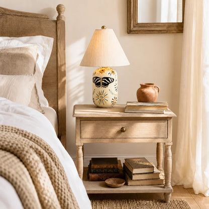 Daevon Retro Ceramic Linen Tapered Table Lamp