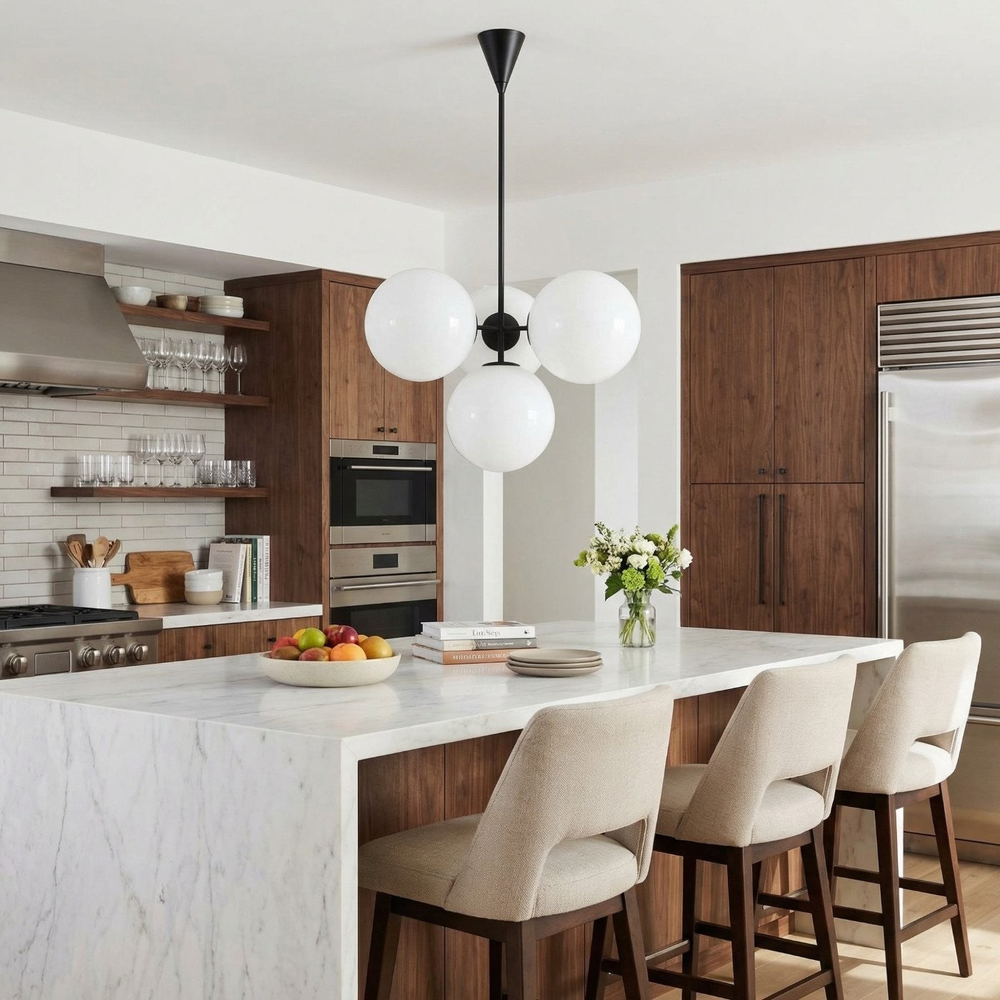 Indie Modern 4 Lights Glass Chandelier