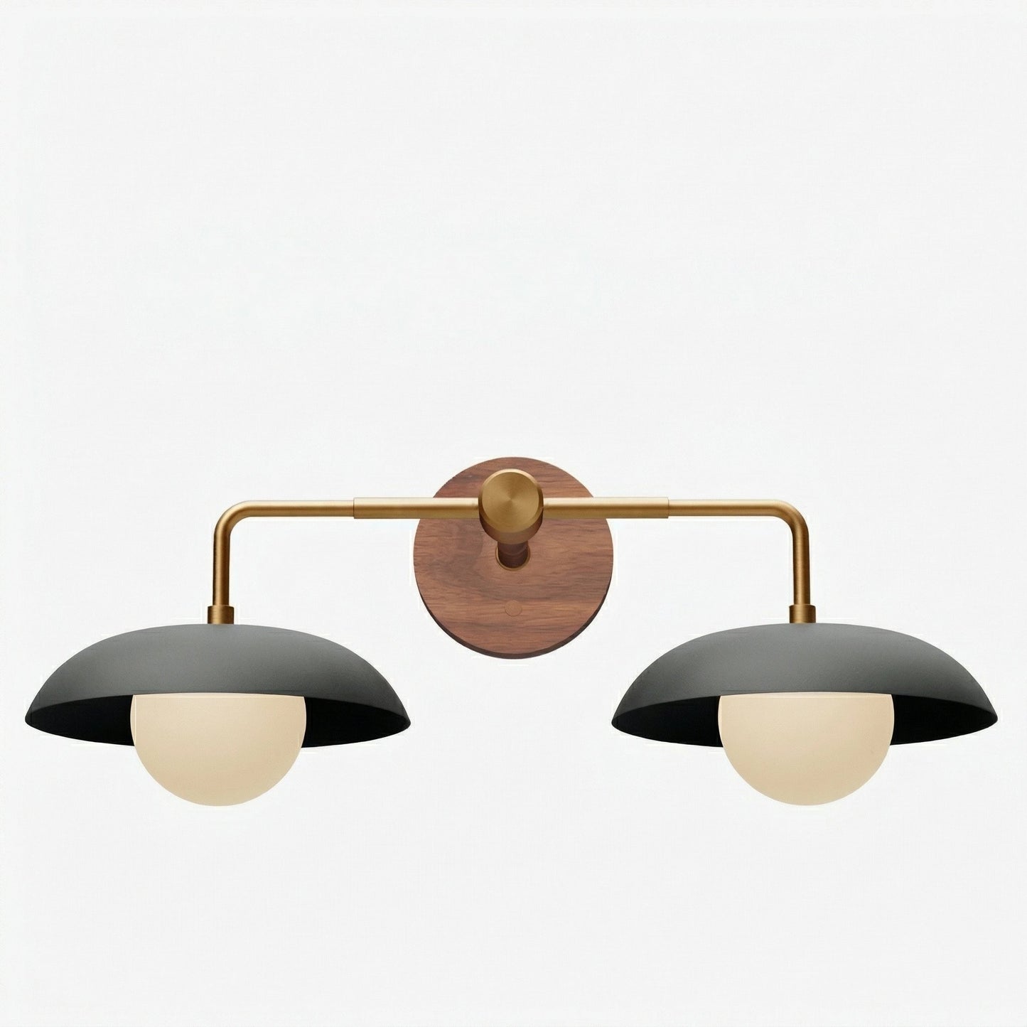 Katya Mid-century Wood Metal Double Dome Wall Sconce