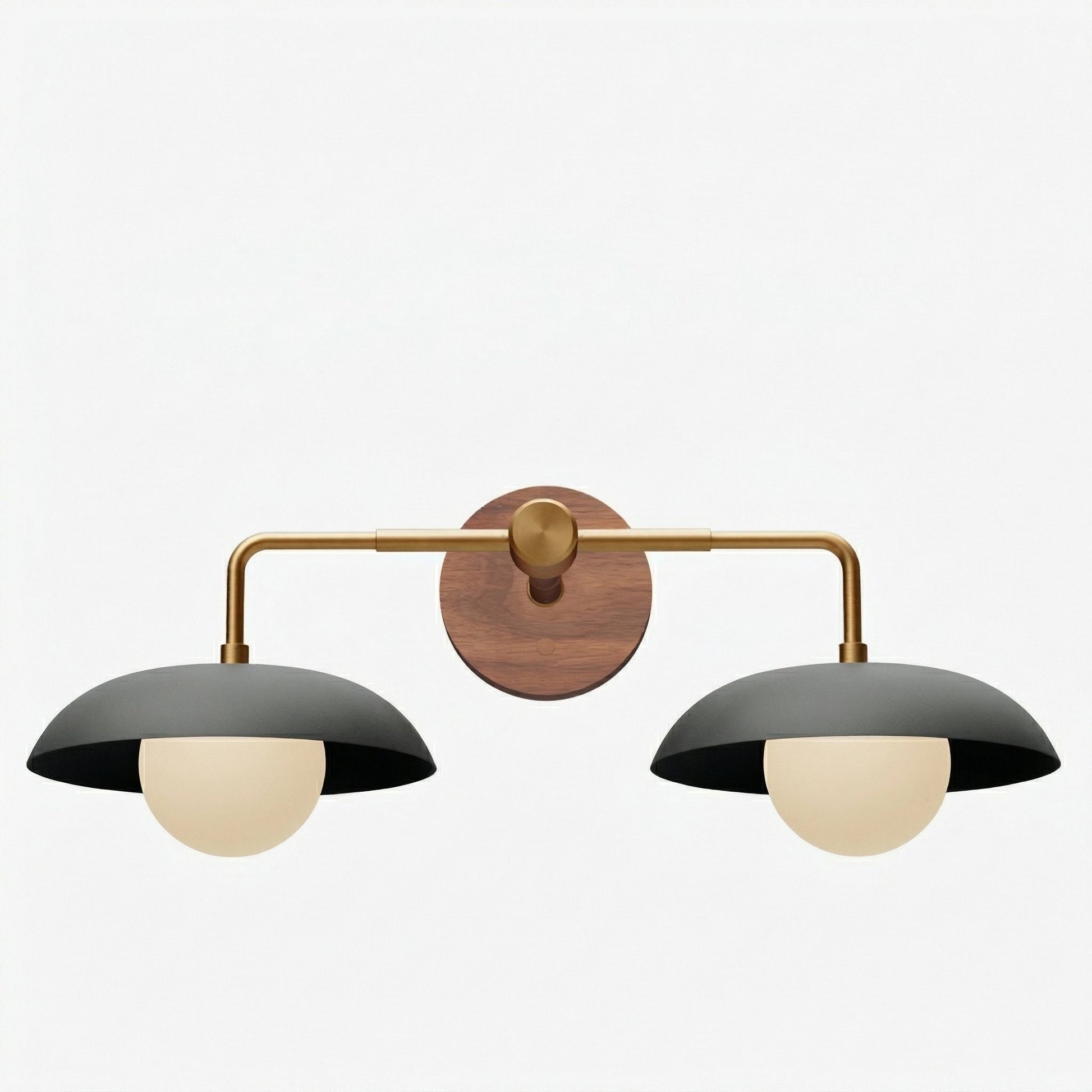 Katya Mid-century Wood Metal Double Dome Wall Sconce