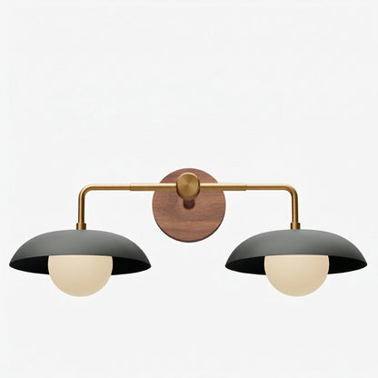 Katya Mid-century Wood Metal Double Dome Wall Sconce