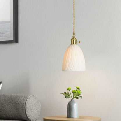 Carlo KiKi Fluted Ceramic Brass Pendant Light