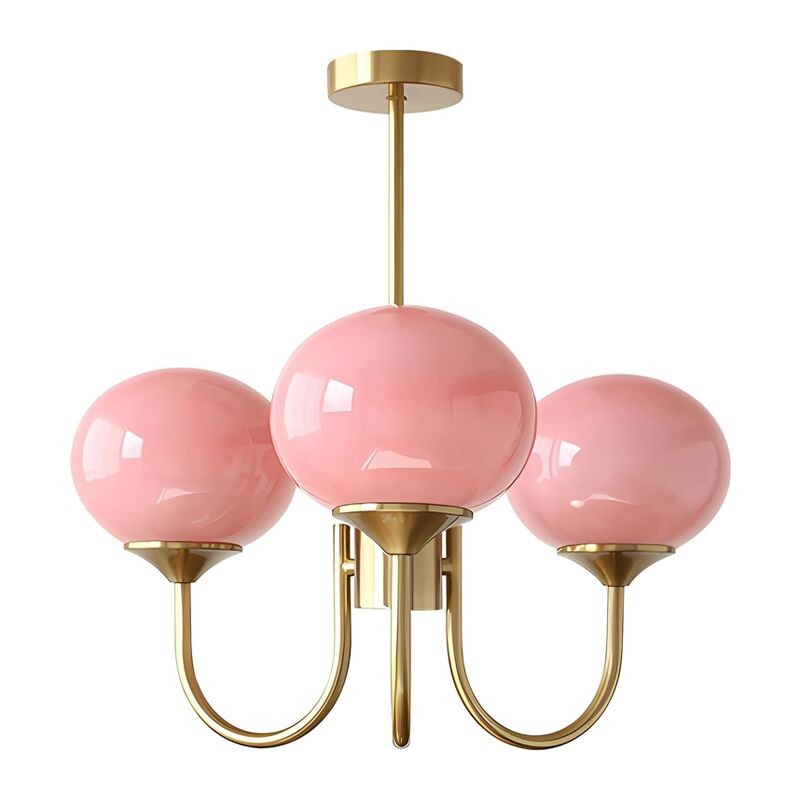 Bianca Colored Glass Shade Chandelier with Globes