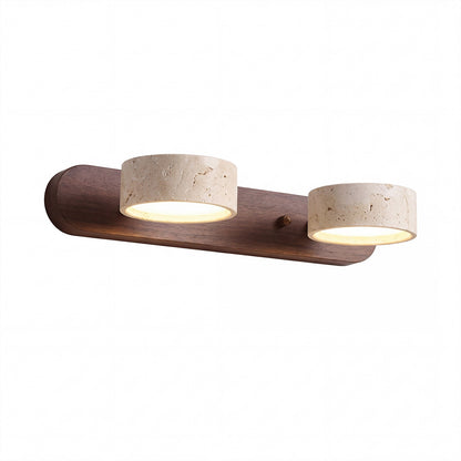 Benjamin Rustic Adjustable Travertine Wood Led Vanity Sconce