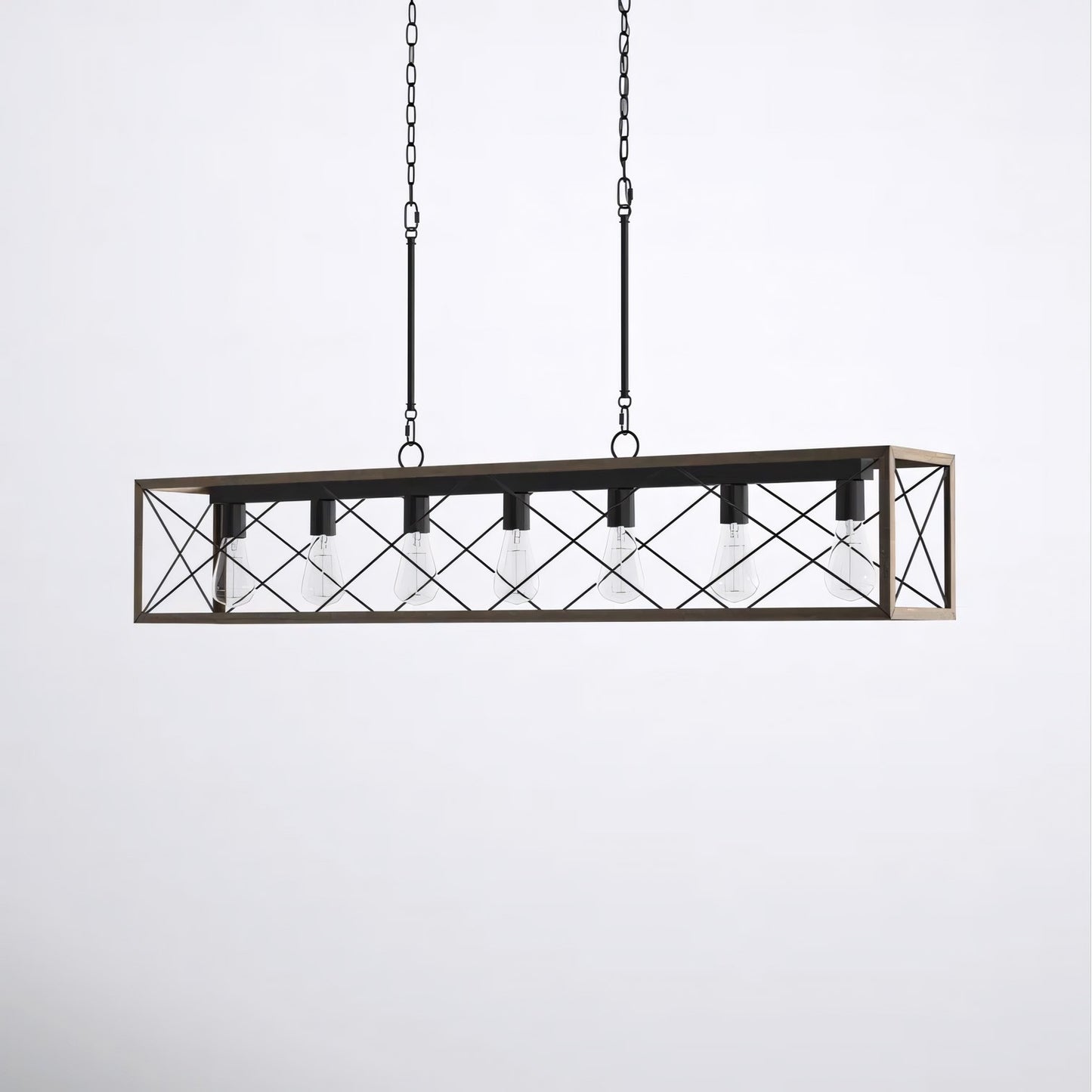 Wrylor Farmhouse 7 Light Steel Rectangle Chandelier