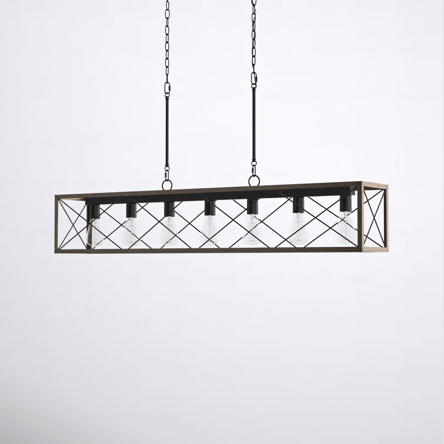 Wrylor Farmhouse 7 Light Steel Rectangle Chandelier
