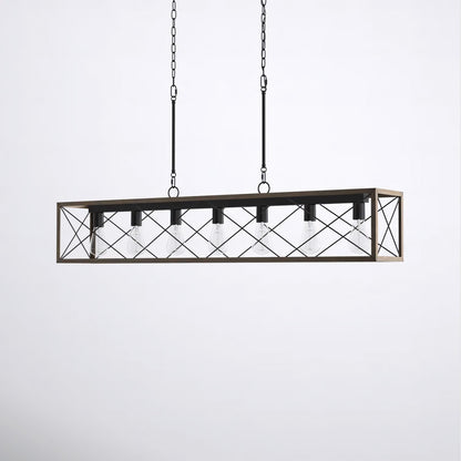 Wrylor Farmhouse 7 Light Steel Rectangle Chandelier