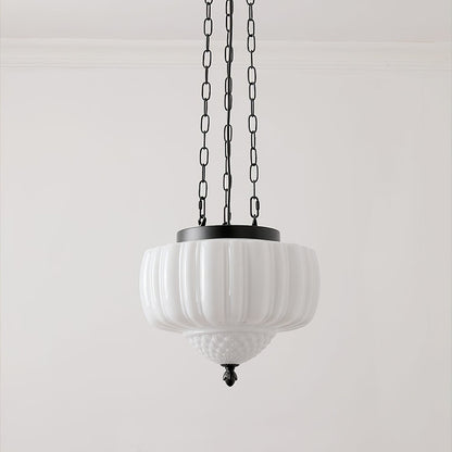 Draxor White Milk Glass Pumpkin Pendant Light