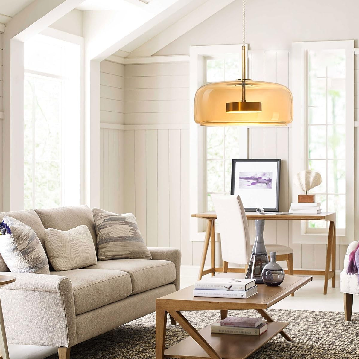 Raith Mouth Blown Glass Shade Pendant Light