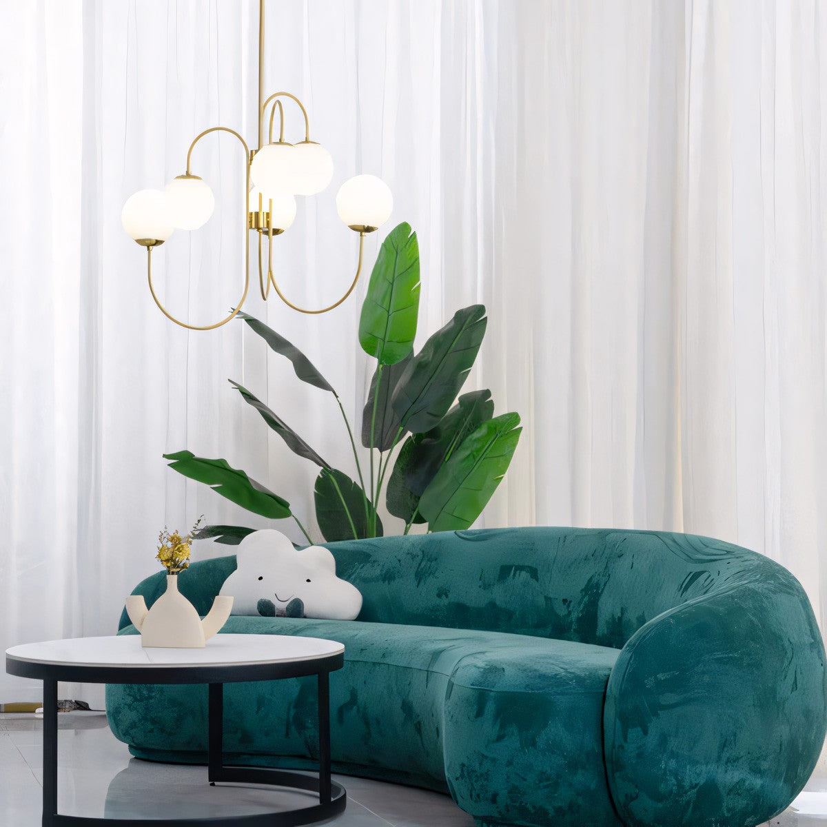 Vekton Vintage Glass Globe Gooseneck Chandelier