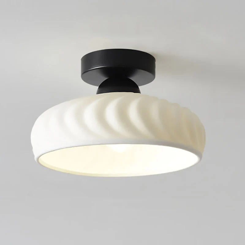 Rethen Light Luxury White Round Textured Ceramic Ceiling Light