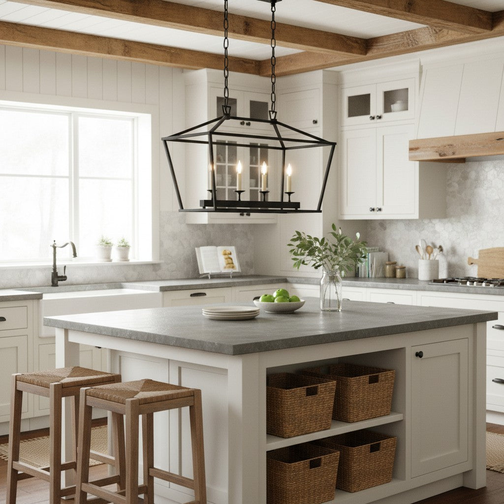 Aria Farmhouse Wrought Iron Lantern Chandelier Light