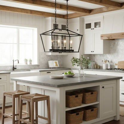 Aria Farmhouse Wrought Iron Lantern Chandelier Light