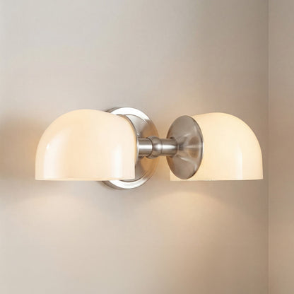 Valor Rustic Metal Double White Glass Wall Sconce
