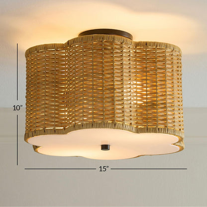 Tranquil Bohemian Style Flower Rattan Ceiling Light