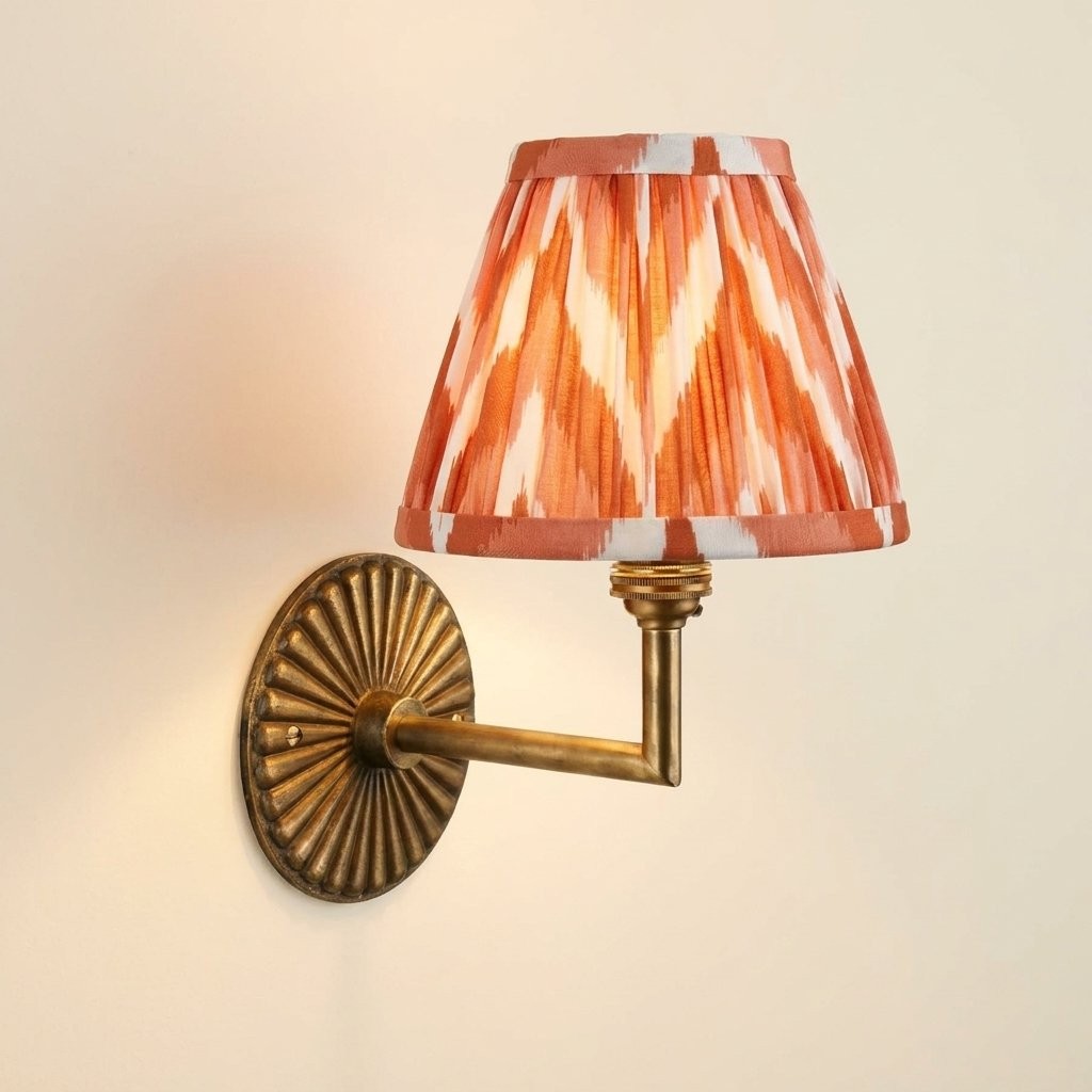 Dimitri Vintage Brass Pleated Fabric Wall Sconce