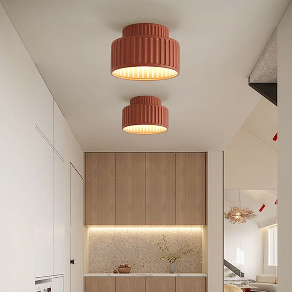 Nicola Vintage Resin Cream Breeze Drum Semi-Flush Mount Ceiling Light