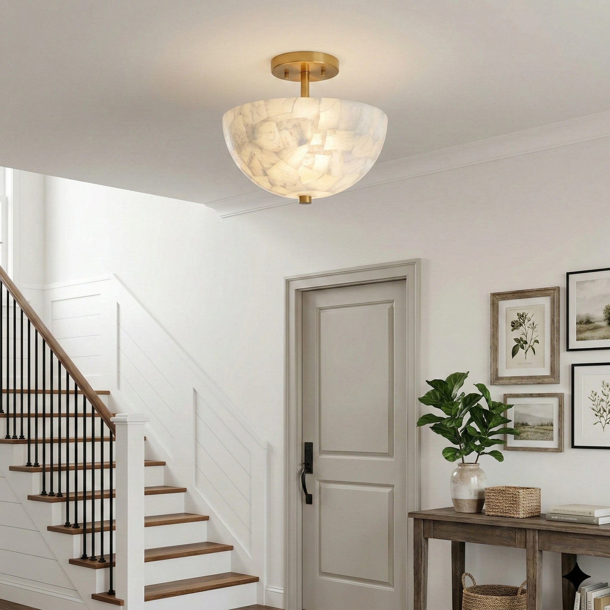 Faeluna Modern Alabaster Round Ceiling Light