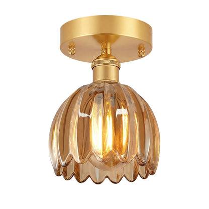 Ozir Stained Glass Flush Mount Tulip Light