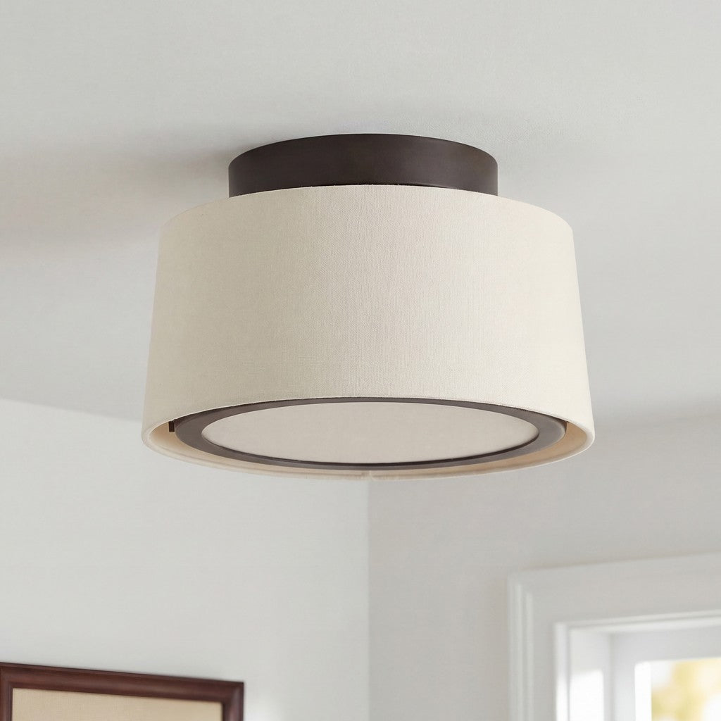Zuri Farmhouse Drum Linen Ceiling Light
