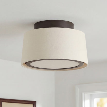 Zuri Farmhouse Drum Linen Ceiling Light