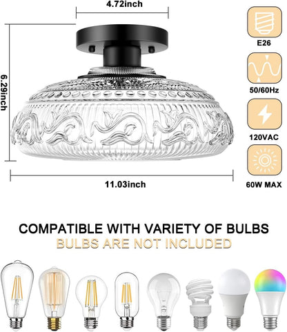 Cassandra American Country Patterned Glass Ceiling Light