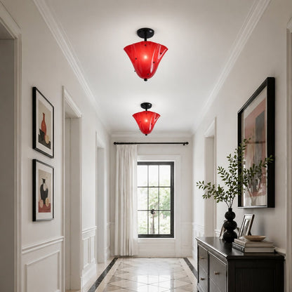 Catalina Contemporary Colored Glass Petal Fazzo Ceiling Light
