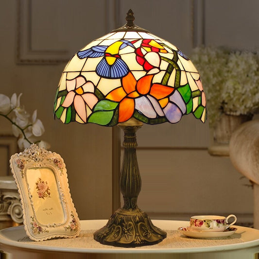 Harini Tiffany stained glass hummingbird table lamp