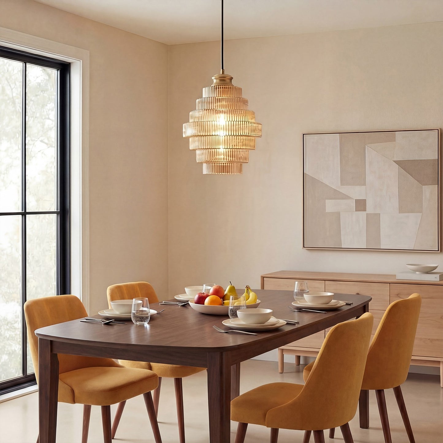 Kaelyn Bottle Shade Stained Striped Glass Pendant Light