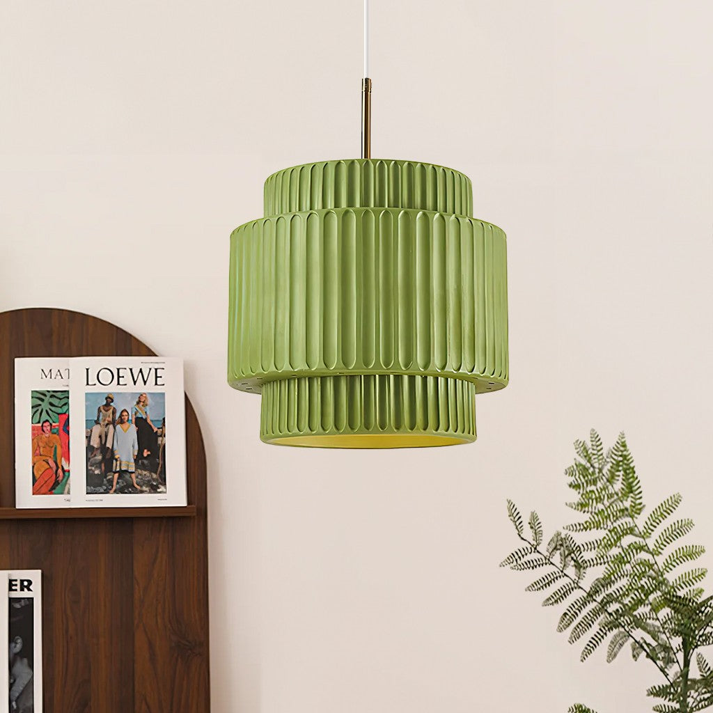 Brisby Striped Frosted Fluted Ceramic Pendant Light