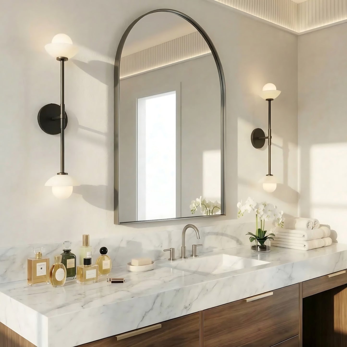 Brianna Farmhouse Alabaster Double Globe Sconce