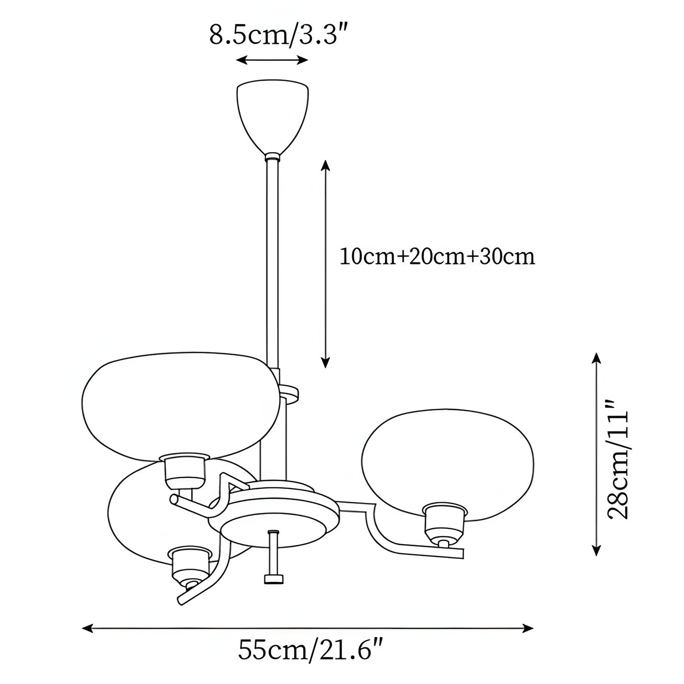 Shadella Modern Cream Glass Bauhaus Chandelier
