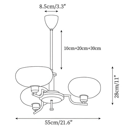 Shadella Modern Cream Glass Bauhaus Chandelier