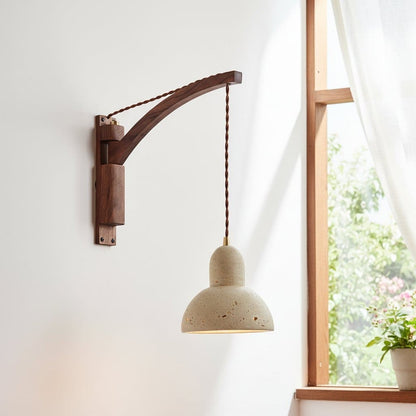 Josiah Modern Solid Wood Travertine Wall Lamp