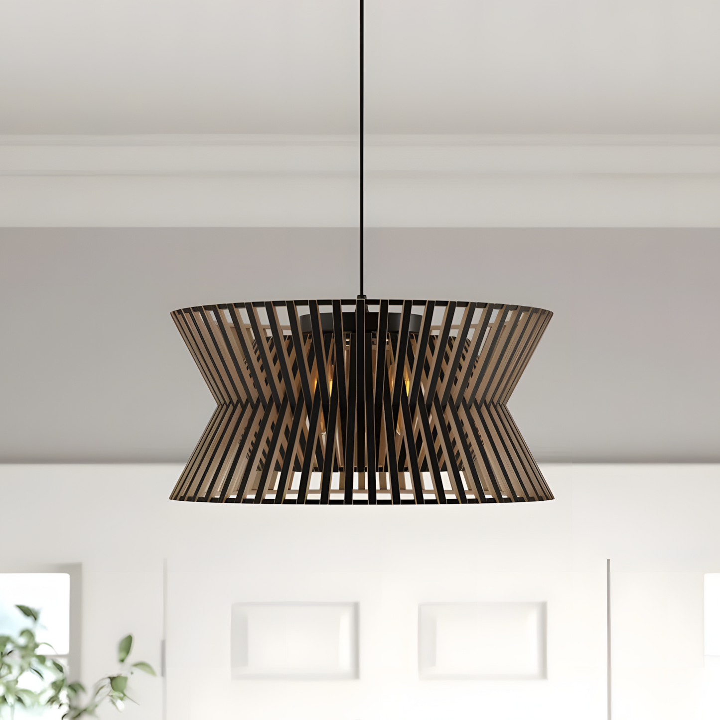 Freja Boho Wood Drum Chandelier