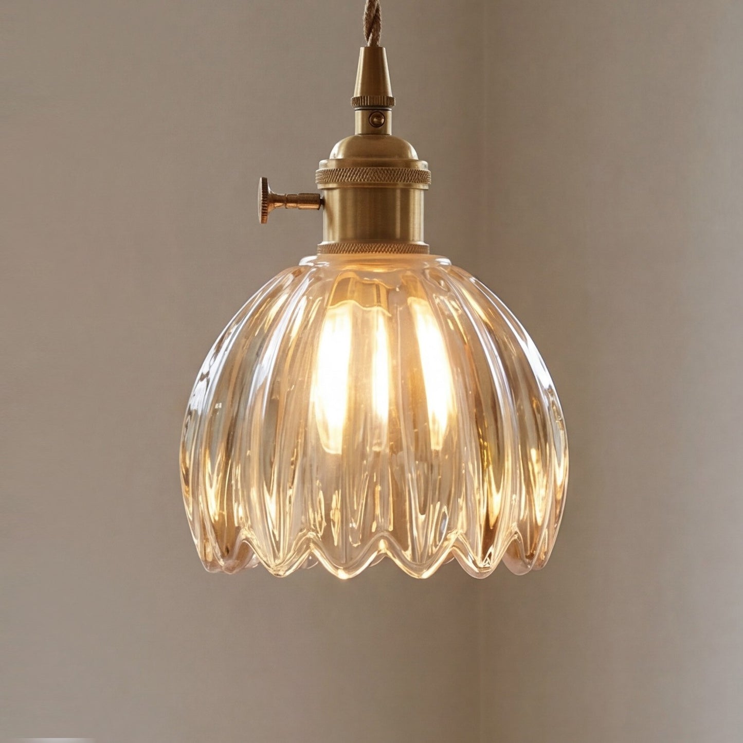 Ivana Retro Copper and Glass Tulip Pendant Light