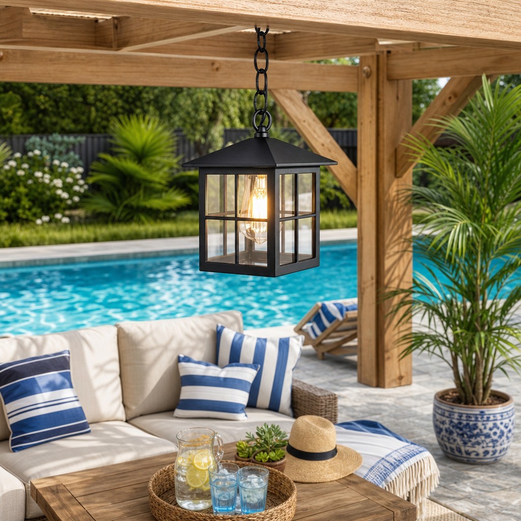 Miles Farmhouse Outdoor Patio Porch Black Pendant Light