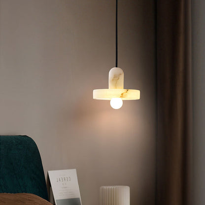 Vyndorix Farmhouse Hat Shaped Alabaster Pendant Light