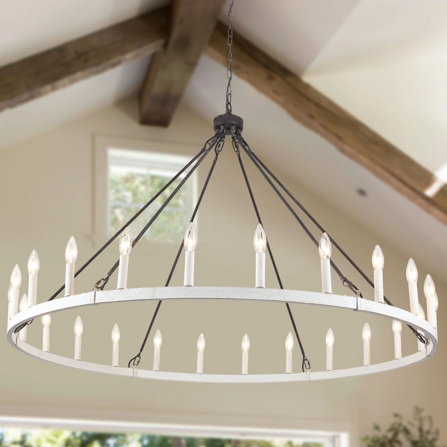 Raeth Farmhouse 24 Lights Wagon Wheel Candle Style Chandelier