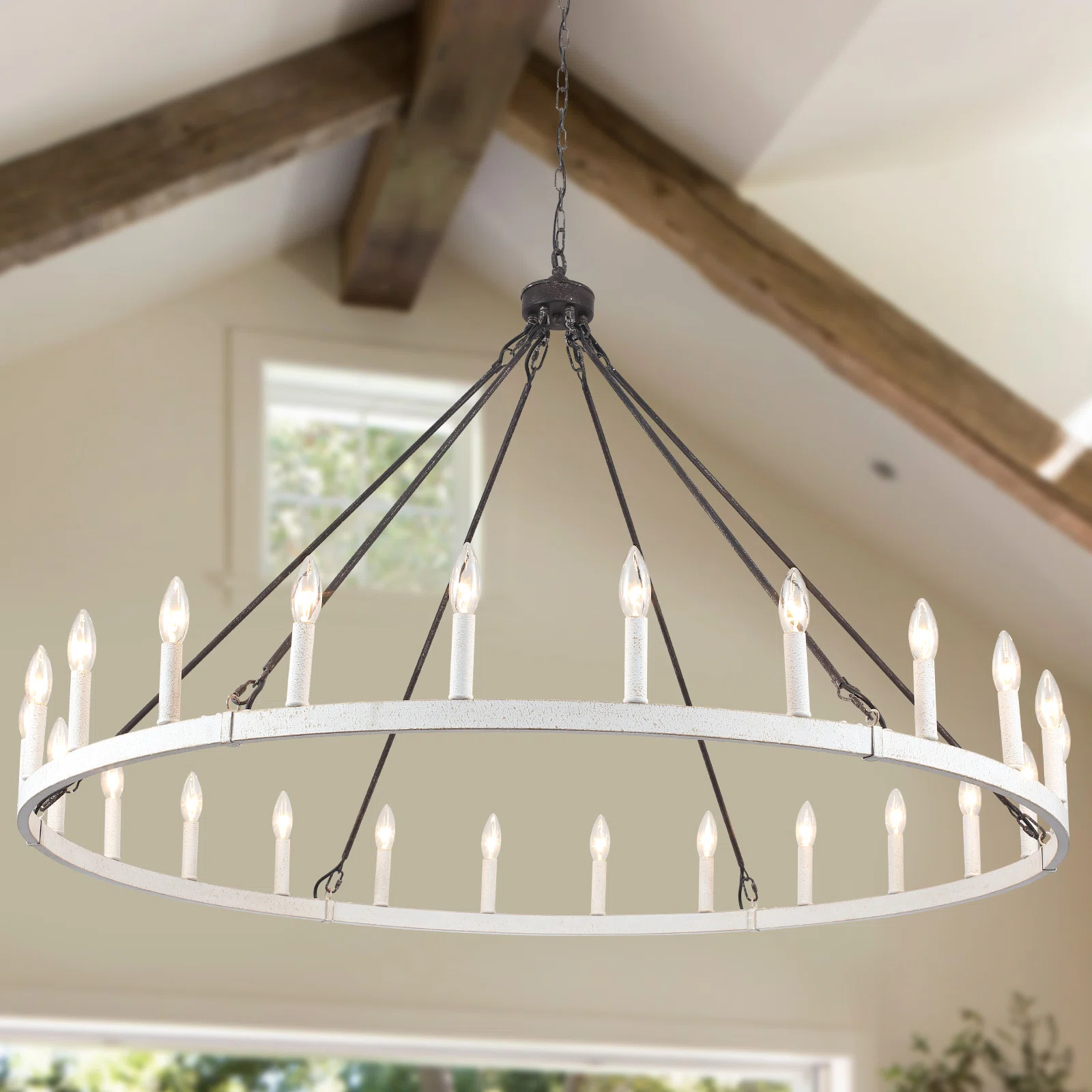 Raeth Farmhouse 24 Lights Wagon Wheel Candle Style Chandelier