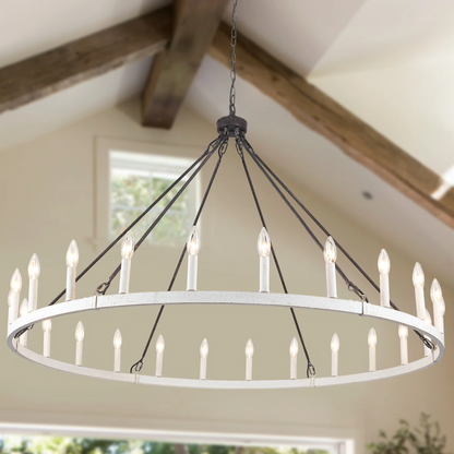 Raeth Farmhouse 24 Lights Wagon Wheel Candle Style Chandelier