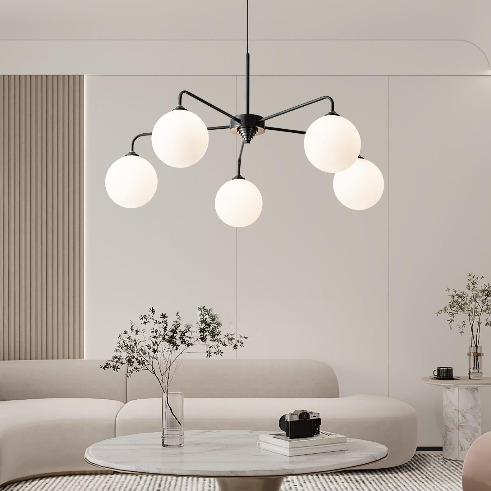 Maytoni Modern 5 Lights White Glass Globe Chandelier