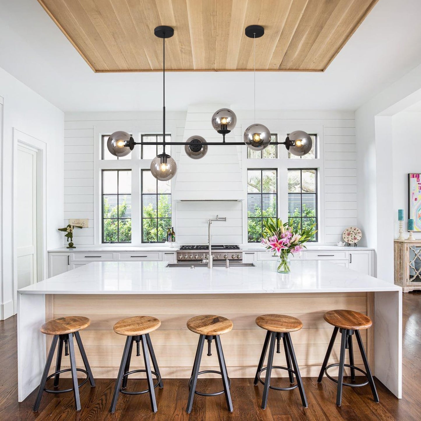 Celestina 6 Light Linear Glass Orb Pendant Light