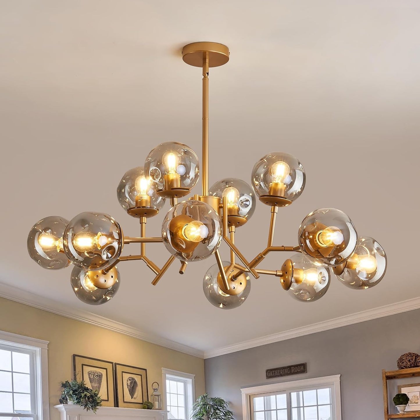 Breckett Modern Smoky Gray Glass Sputnik Chandelier