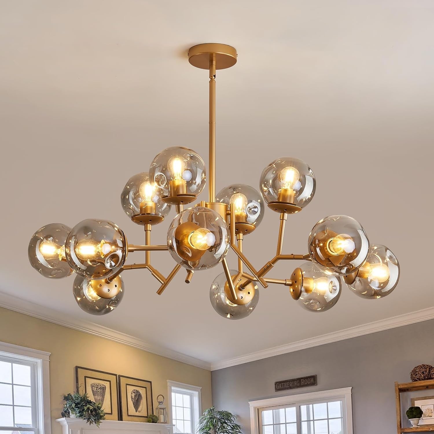 Breckett Modern Smoky Gray Glass Sputnik Chandelier