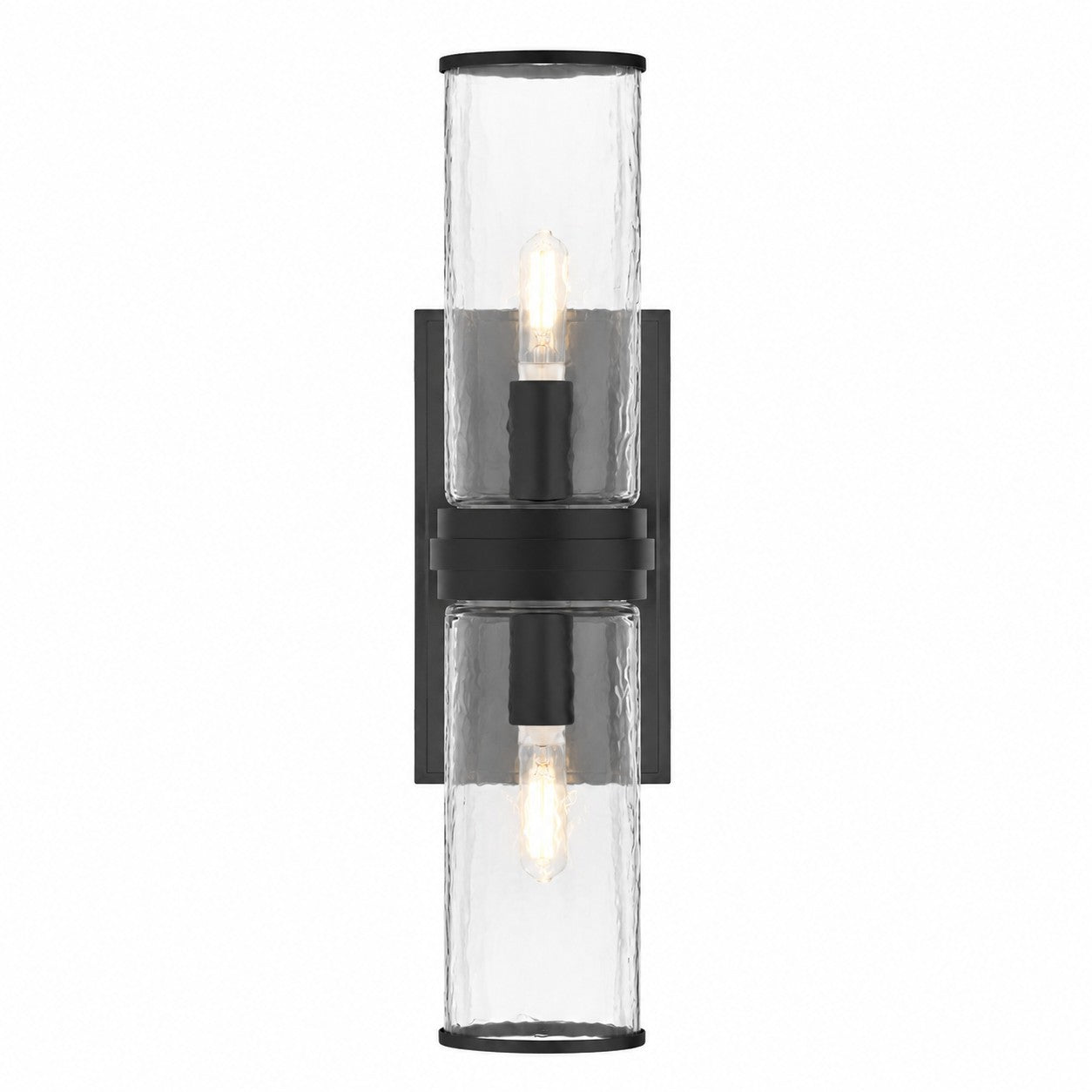 Cora Farmhouse Hammered Glass Double Tube Sconce