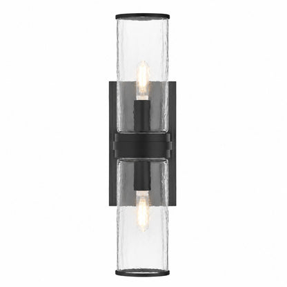 Cora Farmhouse Hammered Glass Double Tube Sconce