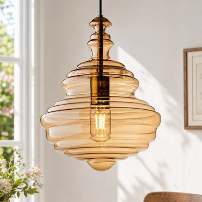 Helix Modern Glass Spool Pendant Light